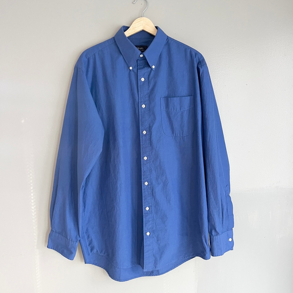 Chaps Ralph Lauren Mens Blue Long Sleeve Button Down Shirt 16.5 36/37 T32123